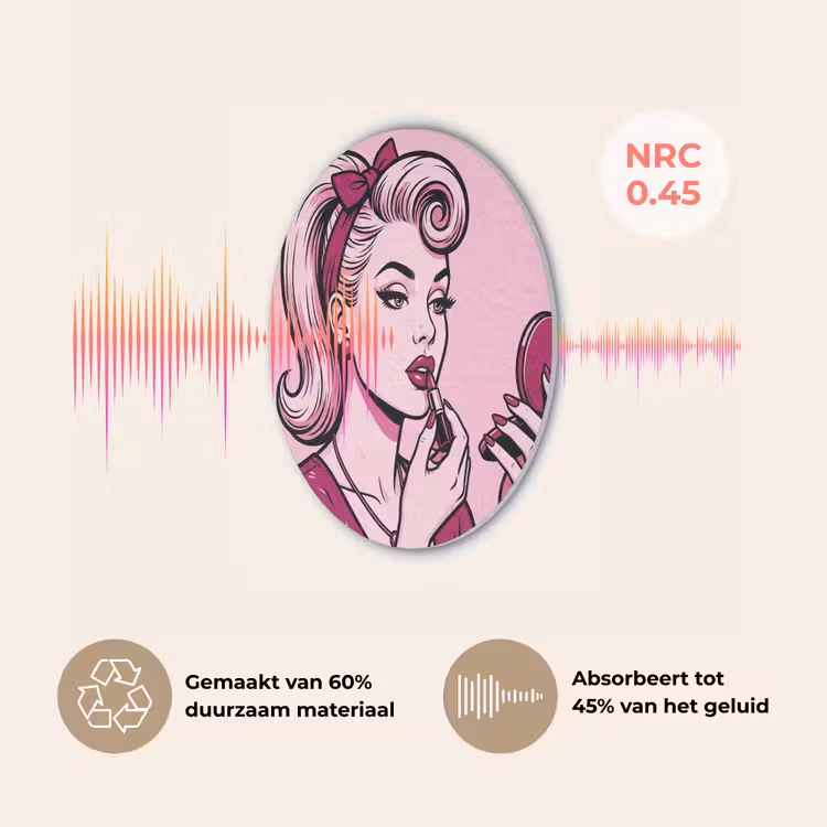 Vintage - Vrouw - Roze Akoestische PET Vilt - Rond klein -USP_NL