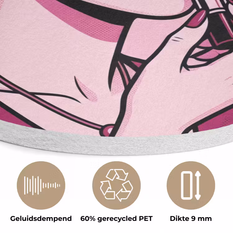 Vintage - Vrouw - Roze Akoestische PET Vilt - Rond klein -closeup_NL