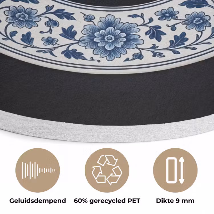 Vinyl - LP - Delfts Blauw - Muziek Akoestische PET Vilt - Rond klein -closeup_NL