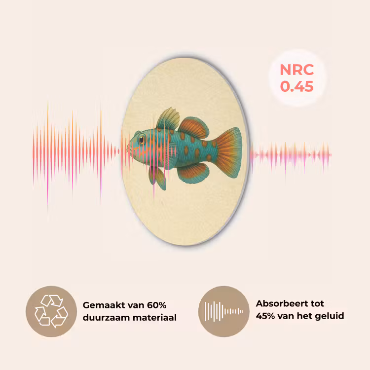 Vis - Blauw - Stippen - Schubben Akoestische PET Vilt - Rond klein -USP_NL