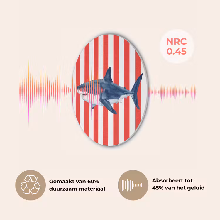 Vis - Haai - Zee - Illustratie - Blauw Akoestische PET Vilt - Rond klein -USP_NL