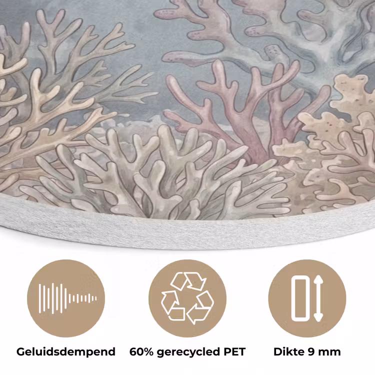 Vis - Koraal - Oceaan - Illustratie - Onderwater Akoestische PET Vilt - Rond klein -closeup_NL