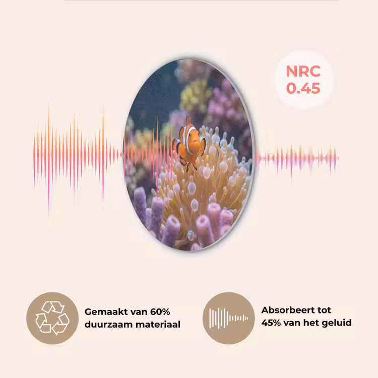 Vis - Koraal - Onderwater - Oranje - Dieren Akoestische PET Vilt - Rond klein -USP_NL