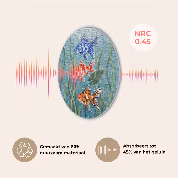 Vis - Mozaïek - Onderwater - Kleurrijk - Dieren Akoestische PET Vilt - Rond klein -USP_NL