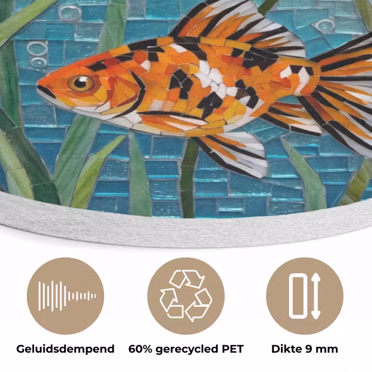 Vis - Mozaïek - Onderwater - Kleurrijk - Dieren Akoestische PET Vilt - Rond klein -closeup_NL