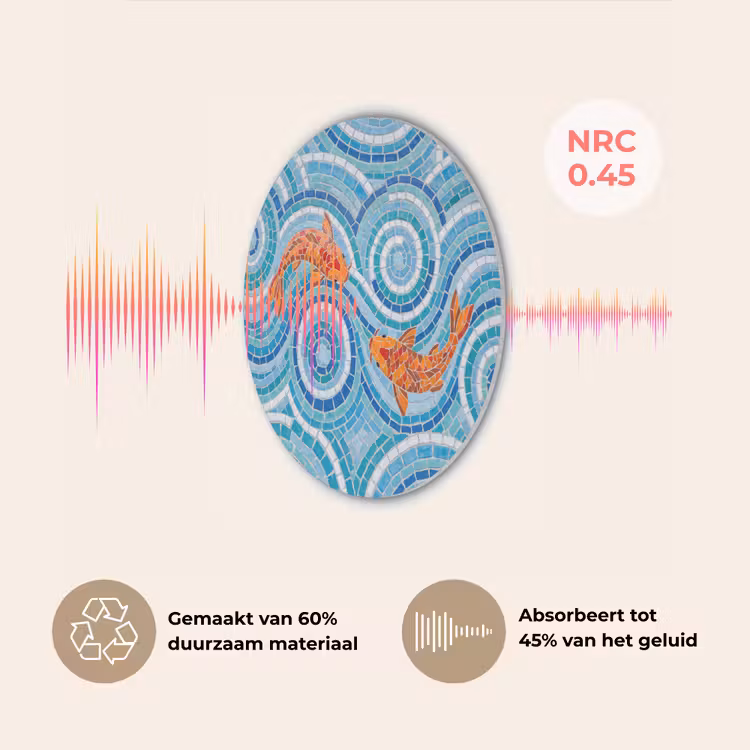 Vis - Mozaïek - Water - Decoratief - Blauw Akoestische PET Vilt - Rond klein -USP_NL