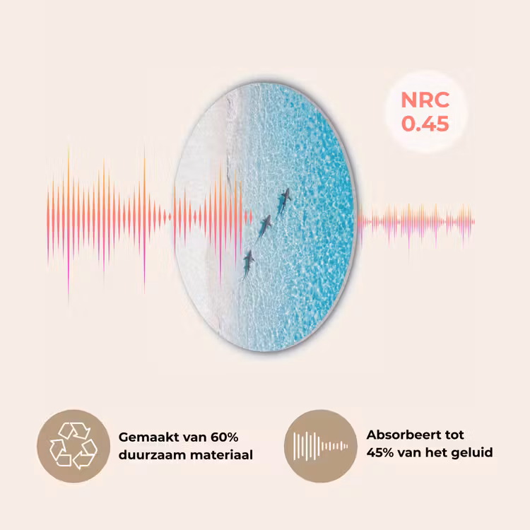 Vis - Oceaan - Strand - Turquoise - Natuur Akoestische PET Vilt - Rond klein -USP_NL