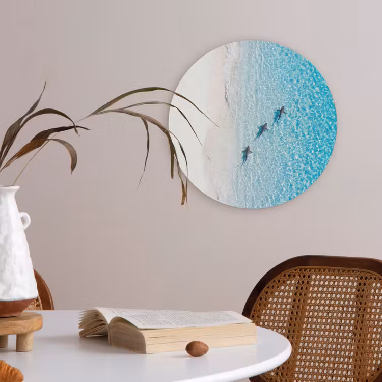 Vis - Oceaan - Strand - Turquoise - Natuur Akoestische PET Vilt - Rond klein -sfeer3