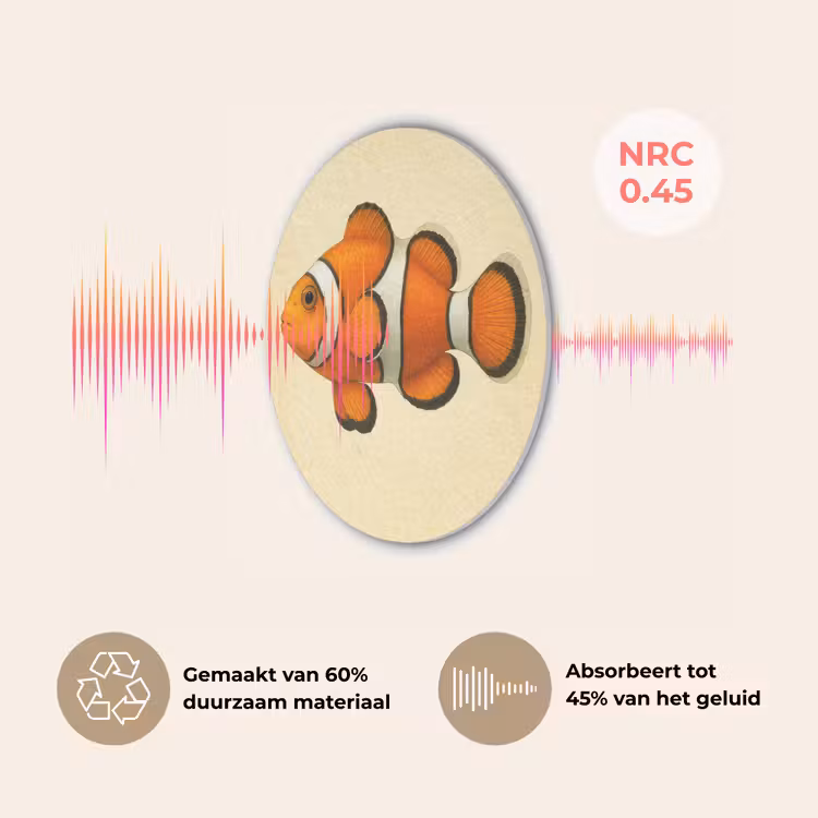Vis - Oranje - Strepen Akoestische PET Vilt - Rond klein -USP_NL