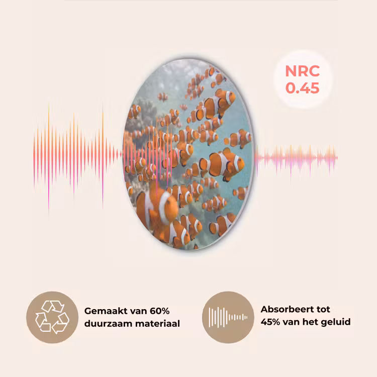 Vis - School - Onderwater - Dieren - Oranje Akoestische PET Vilt - Rond klein -USP_NL