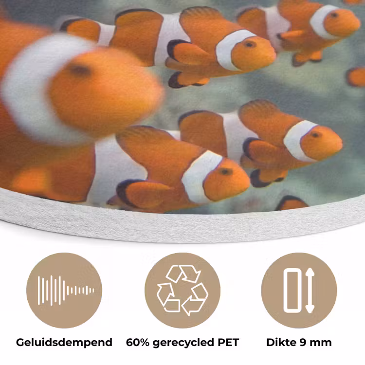 Vis - School - Onderwater - Dieren - Oranje Akoestische PET Vilt - Rond klein -closeup_NL