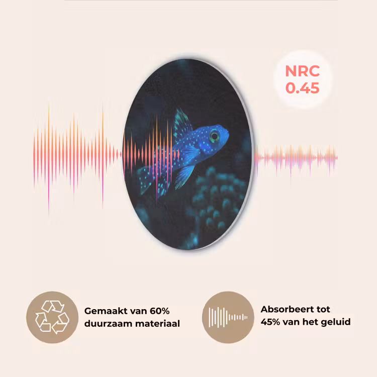 Vis - Stippen - Koraal - Blauw Akoestische PET Vilt - Rond klein -USP_NL
