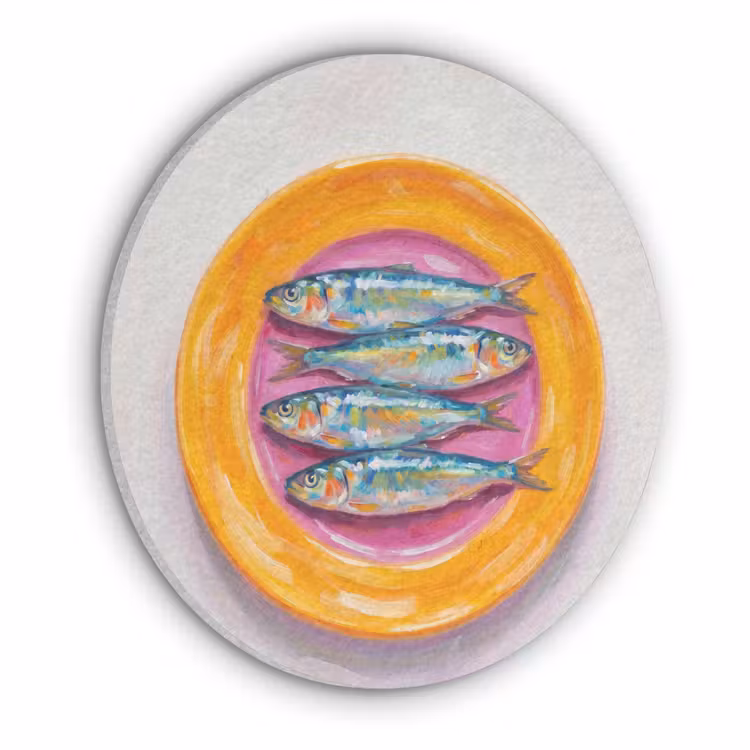 Vis - Vier - Eten - Modern - Kleurrijk Akoestische PET Vilt - Rond klein -3d