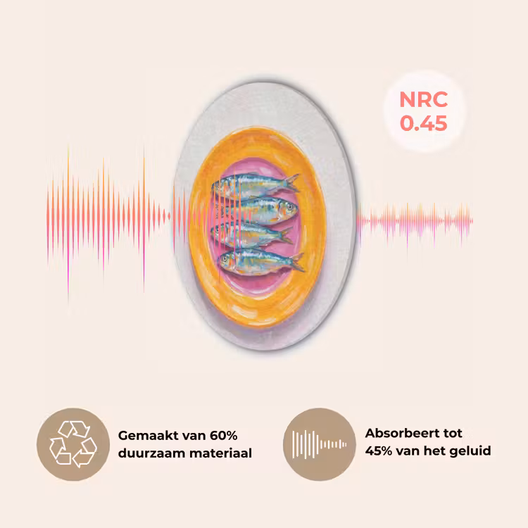 Vis - Vier - Eten - Modern - Kleurrijk Akoestische PET Vilt - Rond klein -USP_NL