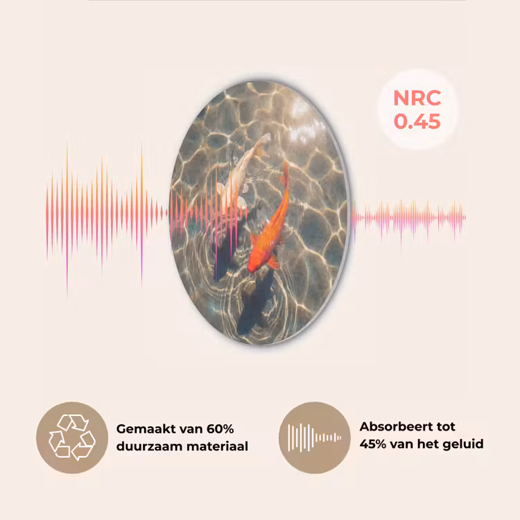 Vis - Water - Dieren - Oranje - Goud Akoestische PET Vilt - Rond klein -USP_NL