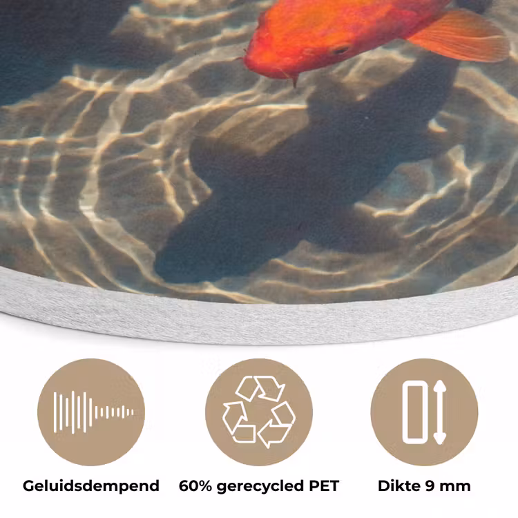 Vis - Water - Dieren - Oranje - Goud Akoestische PET Vilt - Rond klein -closeup_NL