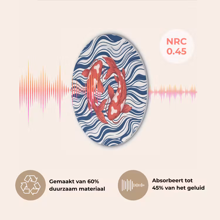 Vis - Water - Natuur - Illustratie - Rood Akoestische PET Vilt - Rond klein -USP_NL