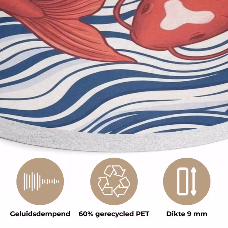 Vis - Water - Natuur - Illustratie - Rood Akoestische PET Vilt - Rond klein -closeup_NL