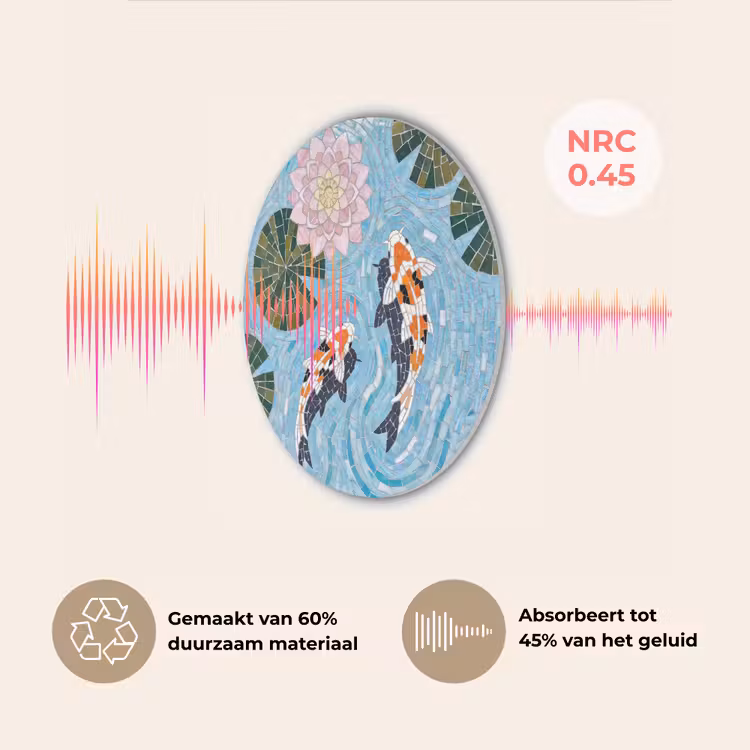 Vis - Water - Natuur - Mozaïek - Blauw Akoestische PET Vilt - Rond klein -USP_NL