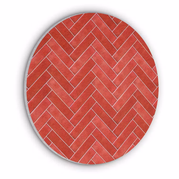 Visgraat - Tegel - Rood Akoestische PET Vilt - Rond klein 838 -3d