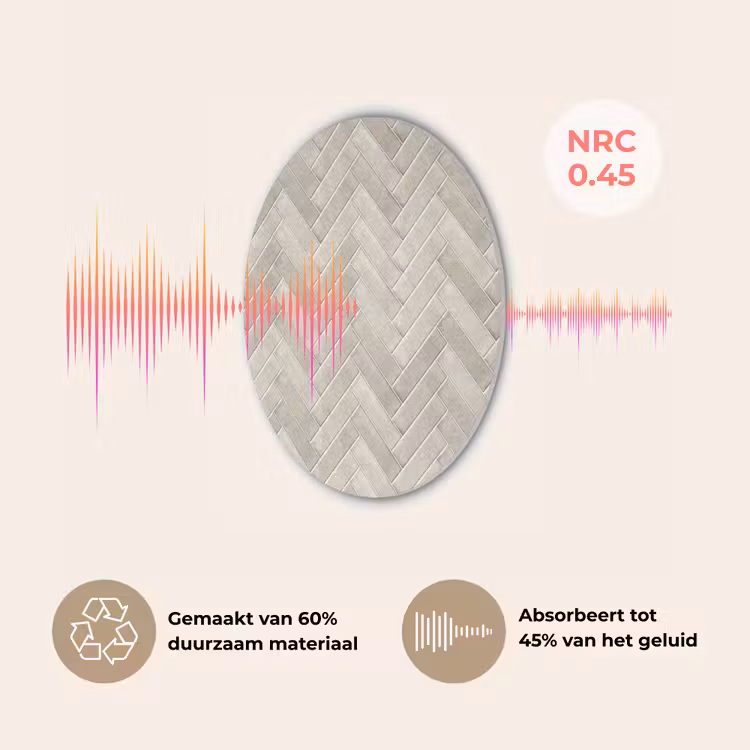 Visgraat - Wandtegel - Beige Akoestische PET Vilt - Rond klein 838 -USP_NL
