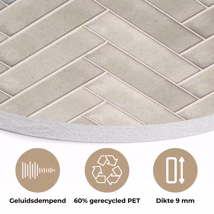 Visgraat - Wandtegel - Beige Akoestische PET Vilt - Rond klein 838 -closeup_NL