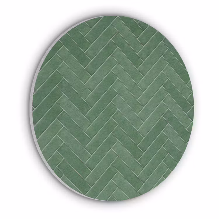 Visgraat - Wandtegel - Bosgroen Akoestische PET Vilt - Rond klein 838 -3d