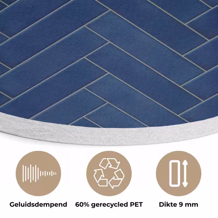 Visgraat - Wandtegel - Donkerblauw - Navy Blue Akoestische PET Vilt - Rond klein 838 -closeup_NL