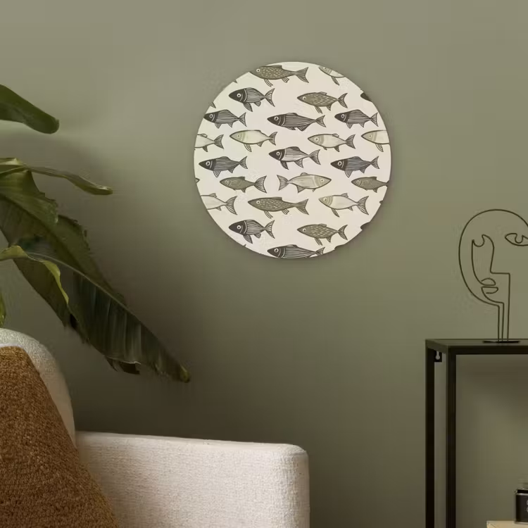 Vissen - Klassiek - Groen Akoestische PET Vilt - Rond klein 838 -sfeer2