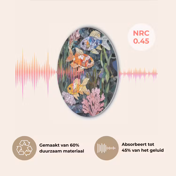 Vissen - Koraal - Zee - Mozaïek Akoestische PET Vilt - Rond klein -USP_NL