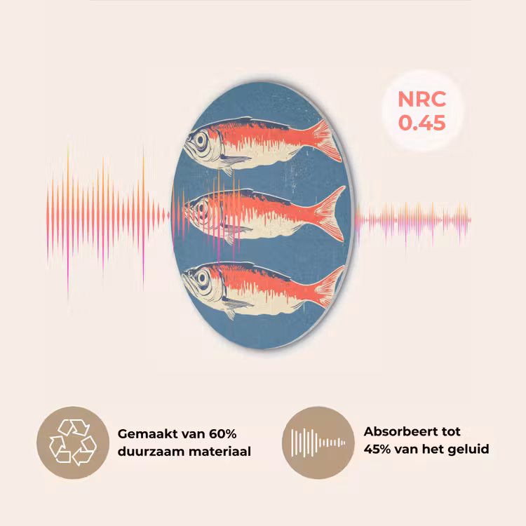 Vissen - Rood - Blauw Akoestische PET Vilt - Rond klein -USP_NL