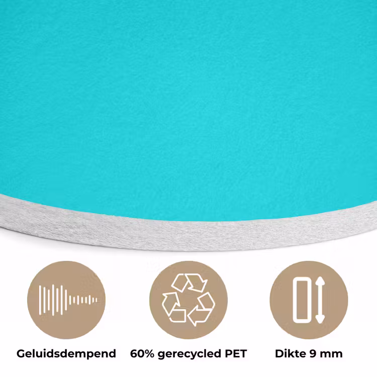 Vivid - Aquamarine - Turkoois Akoestische PET Vilt - Rond klein 838 -closeup_NL