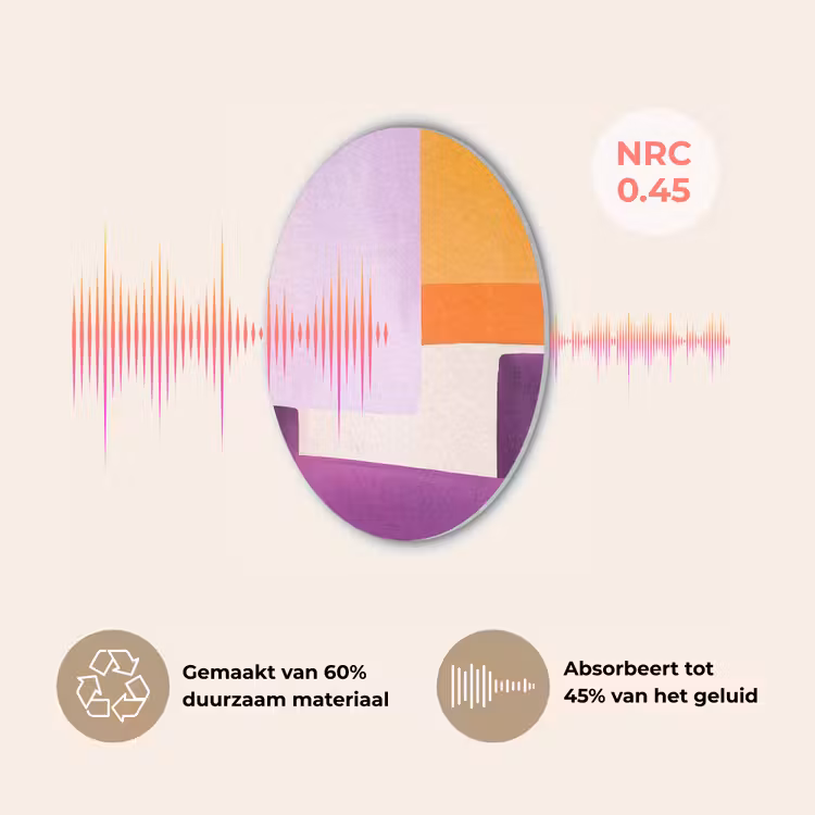 Vlakken - Abstract - Rechthoekig - Oranje Akoestische PET Vilt - Rond klein -USP_NL