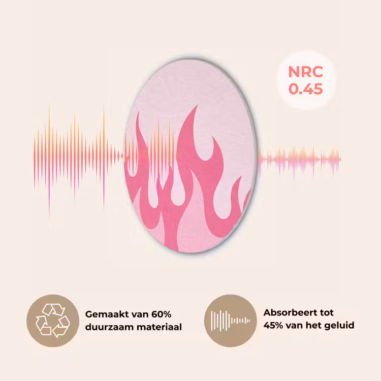 Vlammen - Patroon - Abstract - Modern - Roze Akoestische PET Vilt - Rond klein -USP_NL