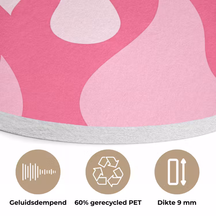 Vlammen - Patroon - Abstract - Modern - Roze Akoestische PET Vilt - Rond klein -closeup_NL