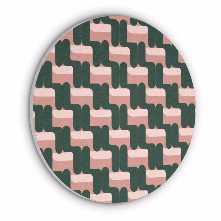 Vlechtpatroon - Groen - Roze - Geometrisch Akoestische PET Vilt - Rond klein 838 -3d