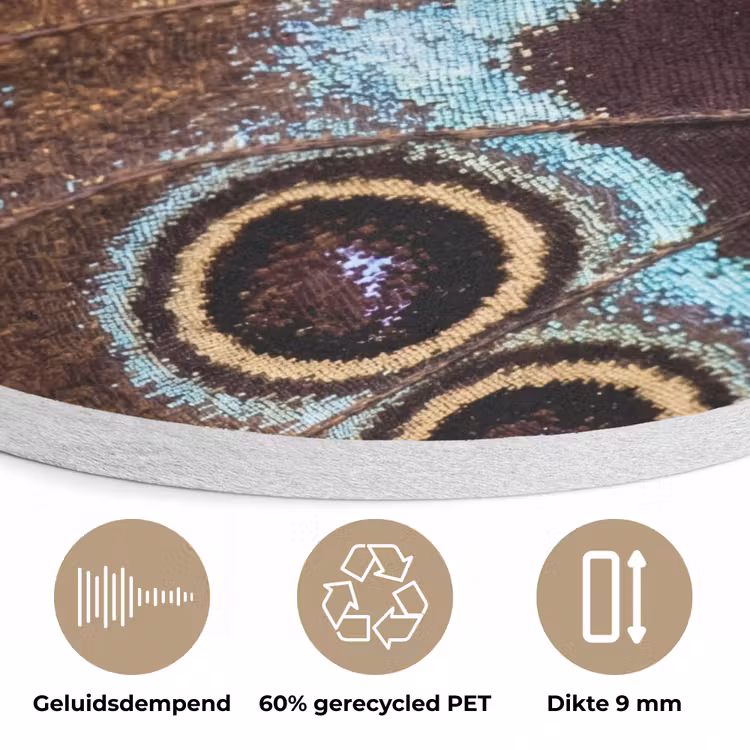 Vleugels - Vlinder - Blauw Akoestische PET Vilt - Rond klein -closeup_NL