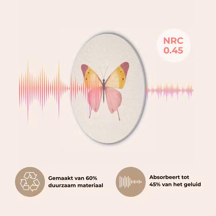 Vlinder - Illustratie - Roze Akoestische PET Vilt - Rond klein -USP_NL