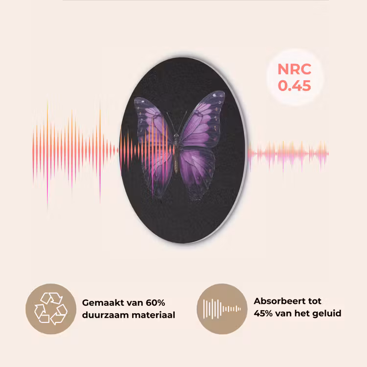 Vlinder - Paars - Levendig Akoestische PET Vilt - Rond klein -USP_NL