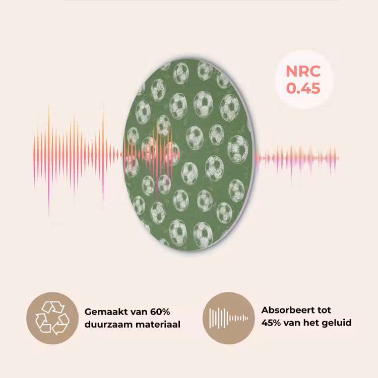 Voetbal - Sport - Groen Akoestische PET Vilt - Rond klein 838 -USP_NL