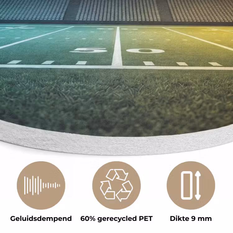 Voetbal - Stadion - Nacht - Modern Akoestische PET Vilt - Rond klein -closeup_NL