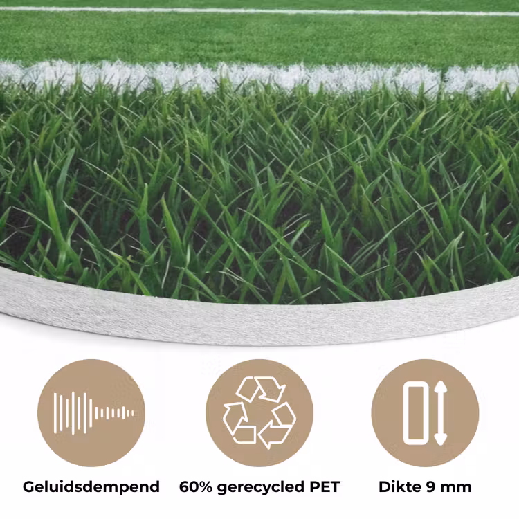 Voetbal - Stadion - Sport - Groen Akoestische PET Vilt - Rond klein -closeup_NL