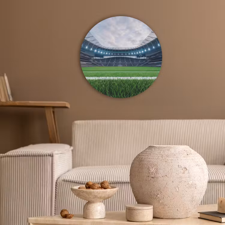 Voetbal - Stadion - Sport - Groen Akoestische PET Vilt - Rond klein -sfeer1