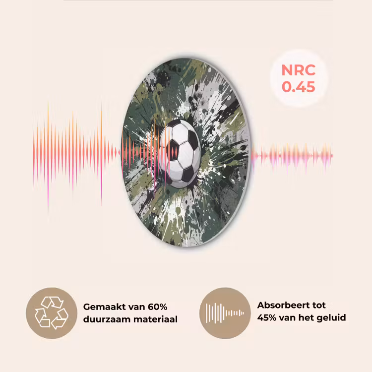 Voetbal - Verf - Spetters - Groen Akoestische PET Vilt - Rond klein -USP_NL