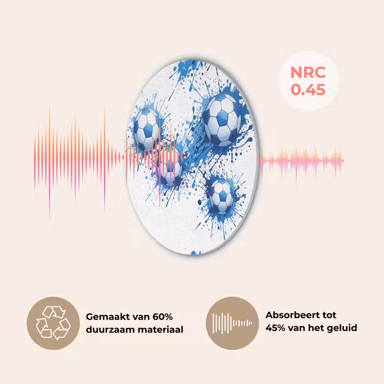 Voetballen - Verf - Sport - Blauw Akoestische PET Vilt - Rond klein -USP_NL