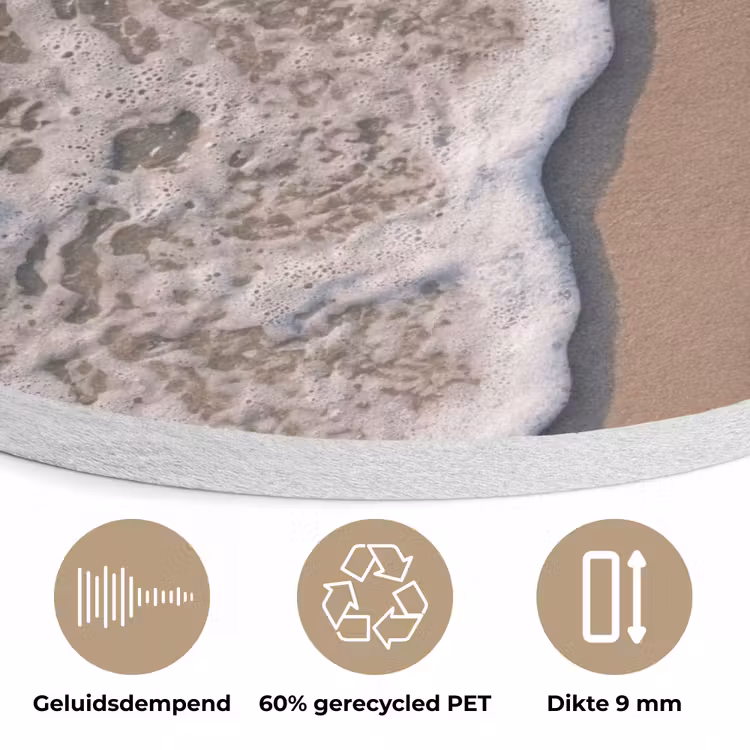 Voetstappen - Vloedlijn - Zee Akoestische PET Vilt - Rond klein -closeup_NL