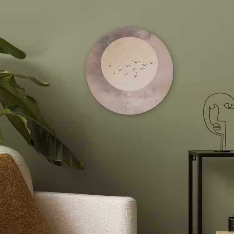 Vogel - Beige - Japandi Akoestische PET Vilt - Rond klein -sfeer2