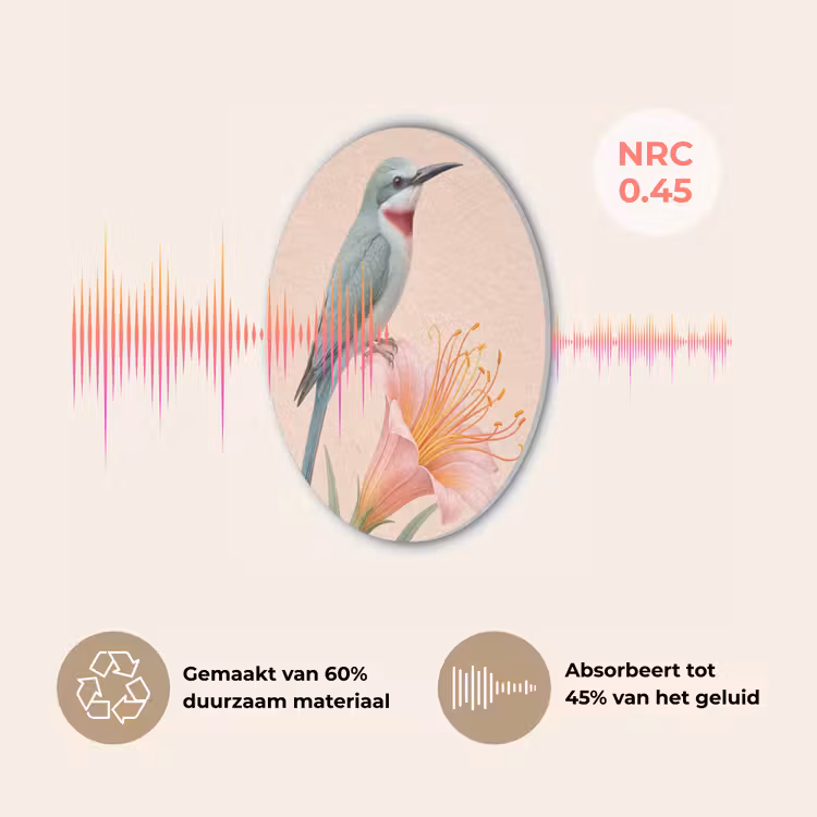 Vogel - Bloem - Natuur - Roze Akoestische PET Vilt - Rond klein -USP_NL