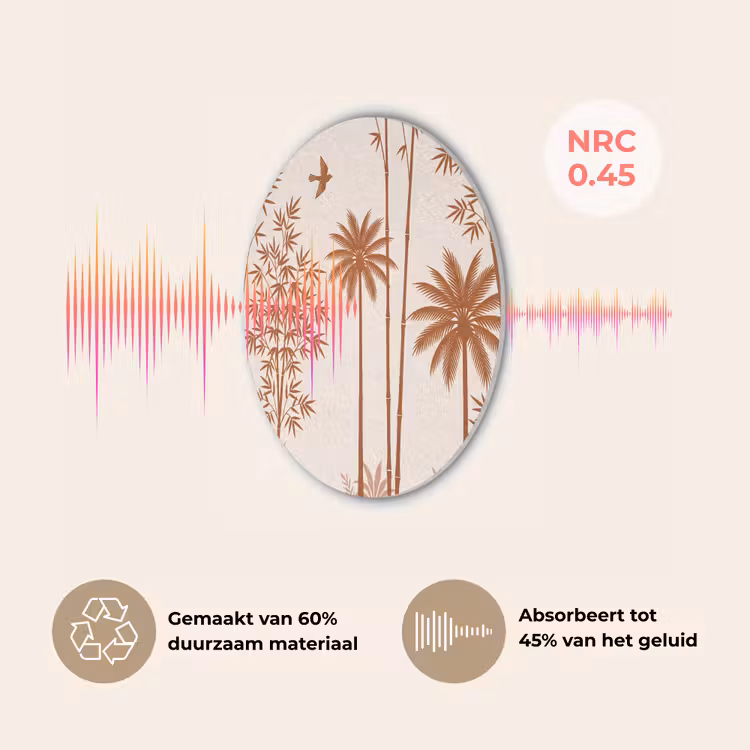 Vogel - Boom - Tropisch - Minimalistisch - Bruin Akoestische PET Vilt - Rond klein -USP_NL