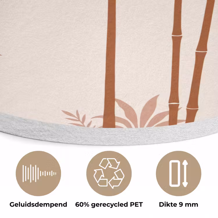 Vogel - Boom - Tropisch - Minimalistisch - Bruin Akoestische PET Vilt - Rond klein -closeup_NL